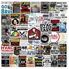 56pcs HVAC Stickers Decals Pack  Cute Cartoon Vinyl Reusable Colorful