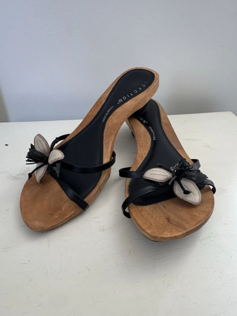 Mules à Talons Kenneth Cole Vernis Noir - Taille 8, Vintage Avec Défauts Légers