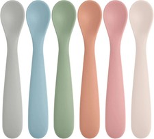 6Pack Silicon Baby Spoons ,Baby Spoons Self Feeding 6 Months ,BPA Free,Soft