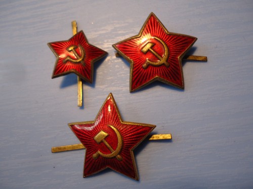 3 different types Red army MAGNETIC Ruby Enamel STARS BADGES for cap