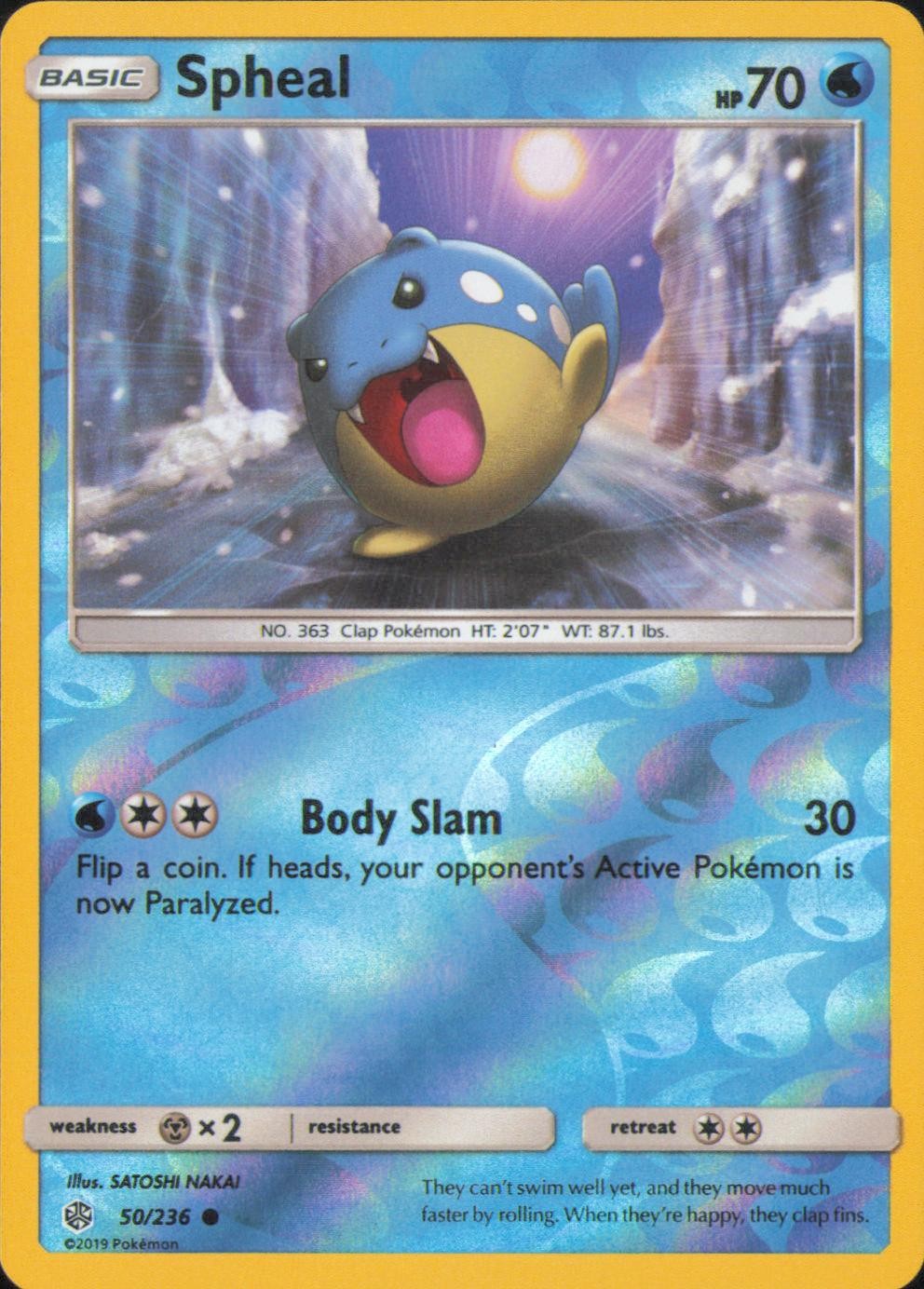 Spheal 50/236 Common Cosmic Eclipse Pokemon Reverse Holo LP