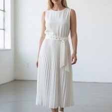 Tahari | Sleeveless Belted Midi Pleat Dress
