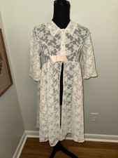 Vintage 60s Pink Nightie Womens Size 32 Lace Shortie Chiffon Babydoll Nightgown