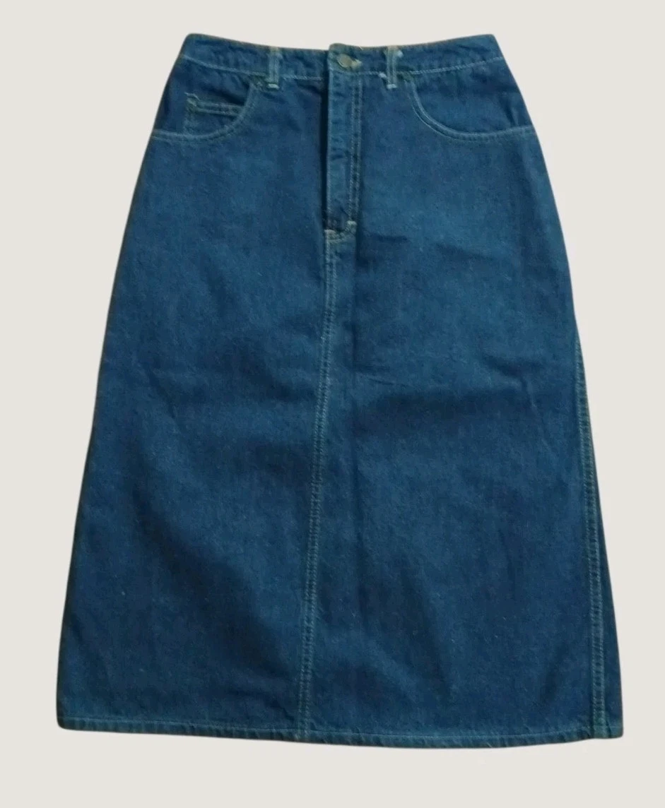 Vintage 80s Calvin Klein Blue Denim Pencil Skirt Sz 10 USA Made