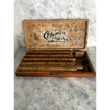 Columbia Sign and Showcard Printer Box Wooden Set 80 pcs Rul