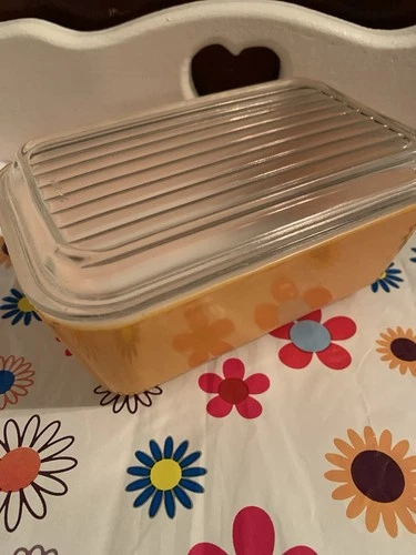 Vtg Pyrex Orange TOWN & COUNTRY  Baking  502 Dish + Ribbed Lid 1965-67