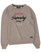 Superdry Womens Graphic Sweatshirt Jumper UK 10 Small Grey Flecked BU15