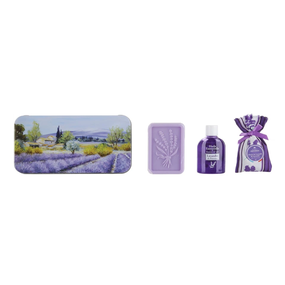 Saponetta, olio e fiori lavanda cofanetto regalo provenzale multicolore - Immagine 2 di 4