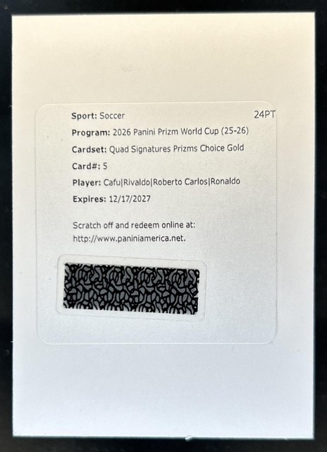 2026 Prizm World Cup Ronaldo Cafu Rivaldo Roberto Carlos Choice Gold Auto #/2