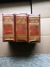 3 Vintage Cassette Library Brown Gold 10-Audio Tape Storage Cases w/Tapes. Y4