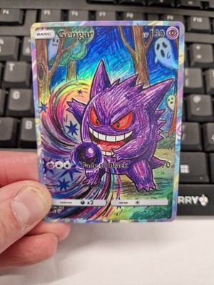Gengar Custom Art Holo Pokémon Karte Full Art Fan Display Ghost Design
