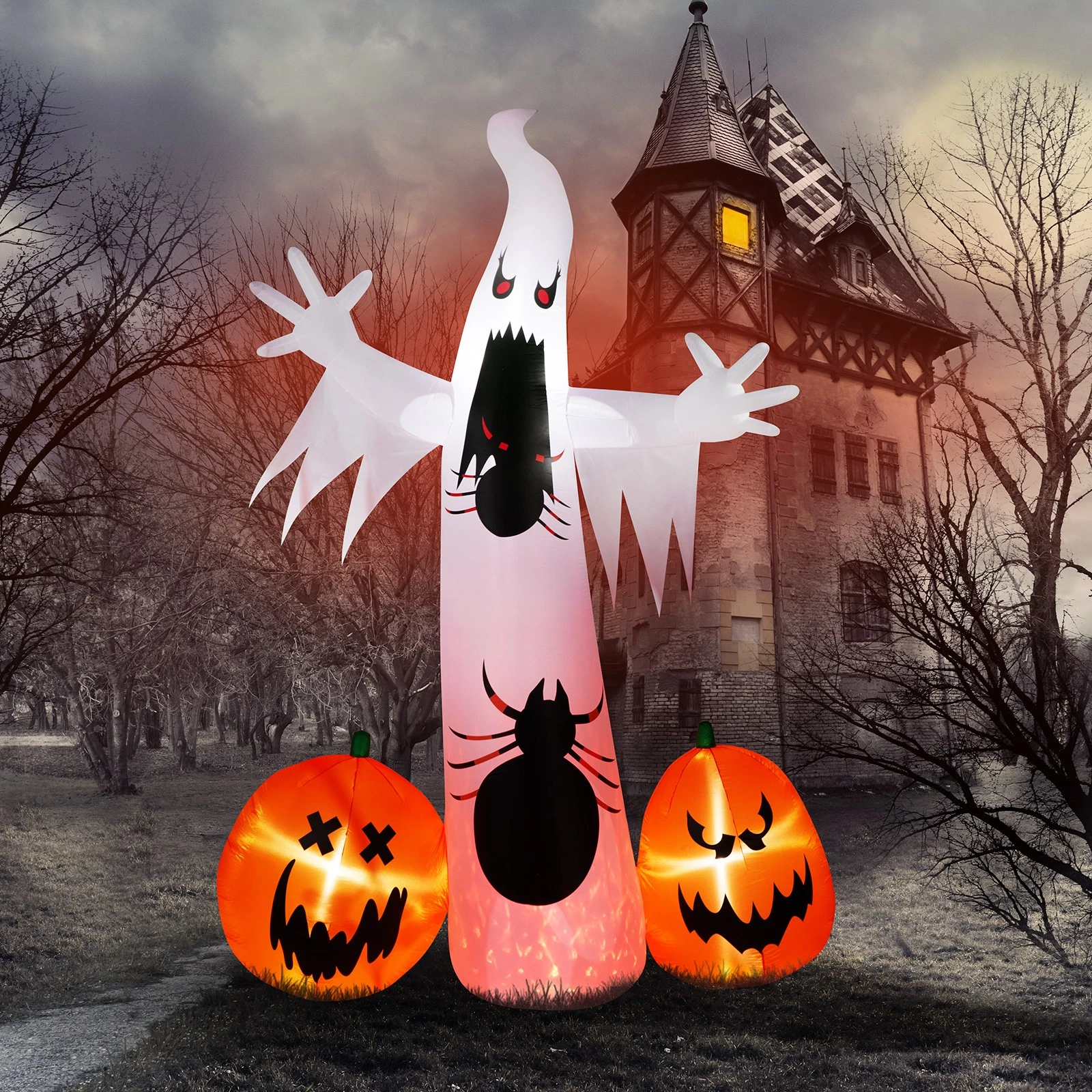 12 FT Halloween Inflatable Blow Up Ghost with LED Lights Outdoor Yard Decoration