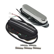 FLEOR Chrome Alnico 5 Hot Dual Rail & Single Coil Pickup TL Guitar Set N+B 9-10K