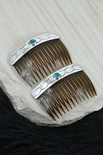 Turquoise & Sterling Silver Hair Combs - Jolene Begay