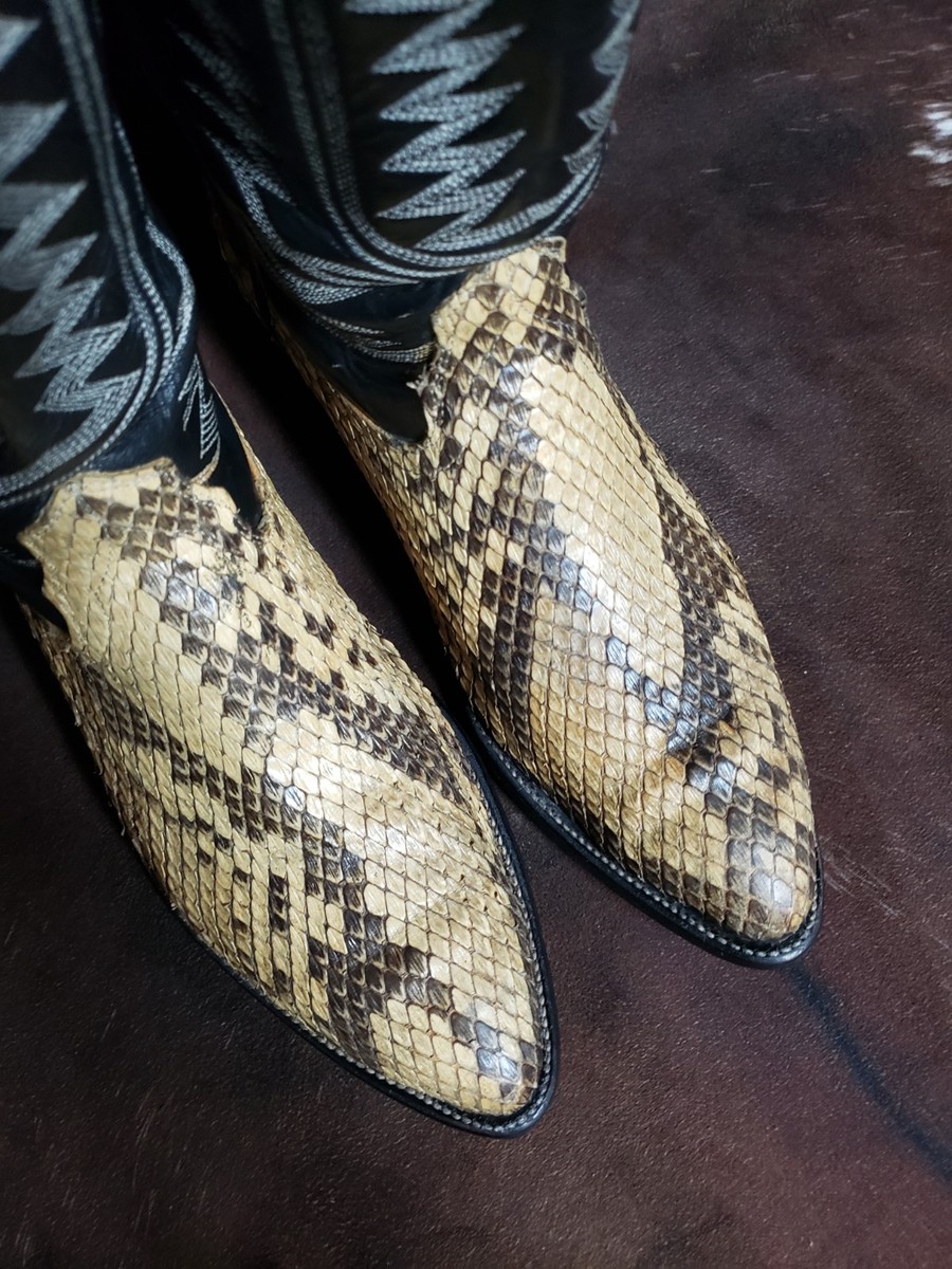 Cowtown Vintage Large Scale Natural Python Western Cowboy Boots