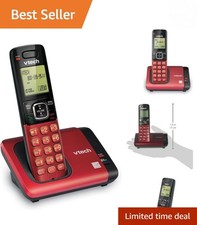 Elegant Red DECT 6.0 Cordless Phone with Caller ID  Speakerphone Features