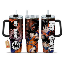 Custom DBZ Spiky Hair Fighter Anime Fan Tumbler with Handle 20oz 30oz 40oz