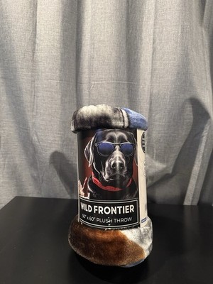 Wild Frontier Plush Throw Blanket 50x60 Dog Sunglasses 50% Recycled Polyester