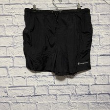 Vintage Champion Nylon Shorts Women Medium Black Drawstrings Unlined