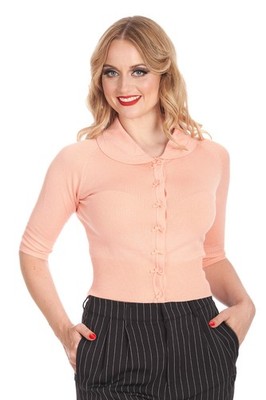 Peach Retro Rockabilly Vintage 50's Peter Pan Collar Cardigan BANNED Apparel