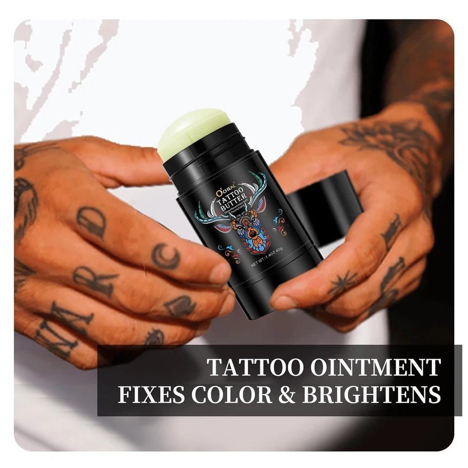 Bálsamo de mantequilla para cuidado posterior del tatuaje, crema hidratante orgánica natural para tatuajes para viejos y Foto 3 de 4