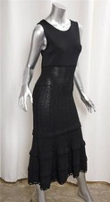CHANEL 05P Womens Black Knit Sleeveless Button Back Mid-Calf Length Dress 40