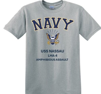 USS NASSAU  LHA-4 * AMPHIBIOUS *NAVY EAGLE*SHIRT. OFFICIALLY LICENSED