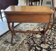 Antique 19th Century Small Walnut Flip Top Game Sewing Work Table