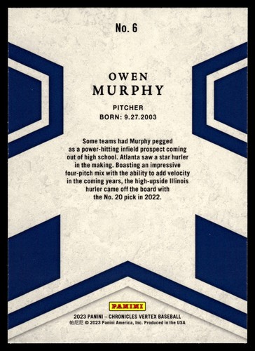2023 Panini Chronicles #6 Owen Murphy Rookie Atlanta Braves - Picture 2 of 2