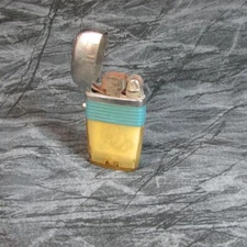 Vintage Scripto Vu Lighter Nautical Made In USA Blue Band Anchor Wheel Waves