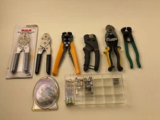 Lot Of 6 Various Cutting Hand Tools And F Connectors Plus Splitter Mixed Tools