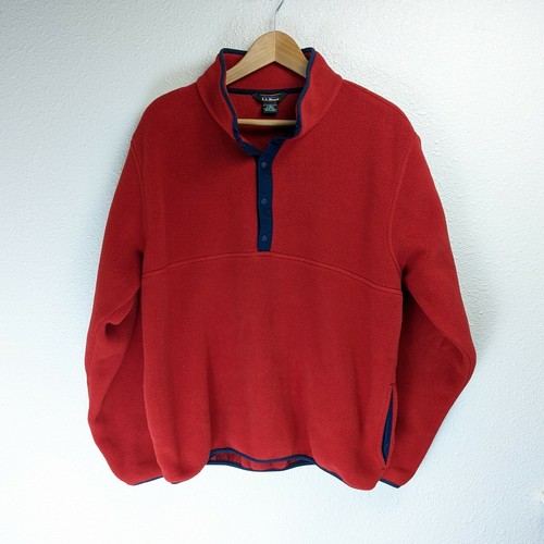 LL Beans Mens Red Fleece Sweatshirt 