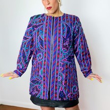 Bob Mackie 90’s 90s Y2k Quilted Silk Zip Front Wearable Art Jacket Mini Dress L