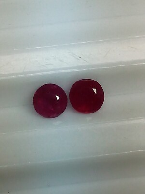 Beautiful Round Natural Red Rubies  2 = 1.34 ctw , N R, US seller