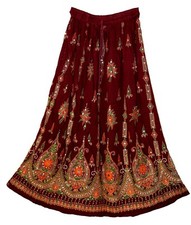 Plus Size 3X/4X/5X/6X Indian Ethnic Sequin Maxi Floral Skirt For Women Boho