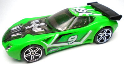 2009 HOT WHEELS NERVE HAMMER #9 GREEN 1:64 DIECAST 2 7/8'' RACE CAR W WHITE BLACK