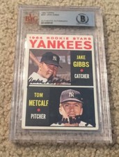 Jake Gibbs/Tom Metcalf Signed 1964 Topps Rookie Card Beckett certified Yankees