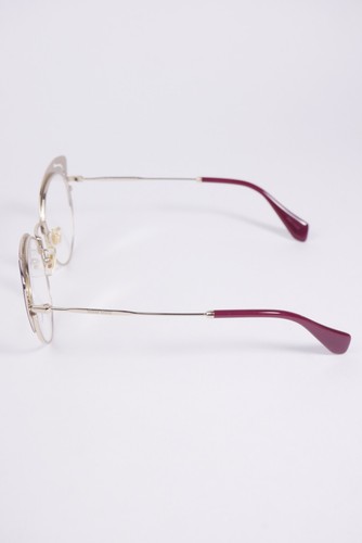 Miu Miu MU 50RV Eyeglasses Pale Gold Butterfly Frame Demo Lens 140 Semi Rimless - Picture 5 of 12