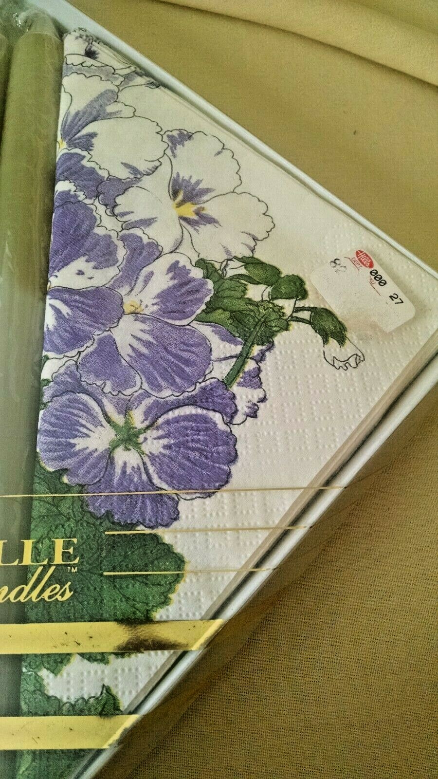 CANDLE NAPKIN SET NEWVILLE CLASSIC CANDLES NOS NEW PAIR GREEN 10 LUNCH