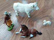 BRITAINS FARM Charolais Bull Standing 1970s With Shepherd Lamb Plus Pony