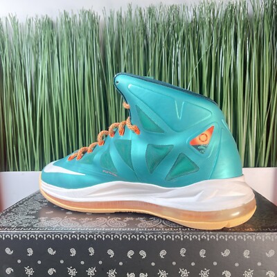 RARE Nike LeBron X 10 Blue Orange Mens Basketball Shoes 541100-302