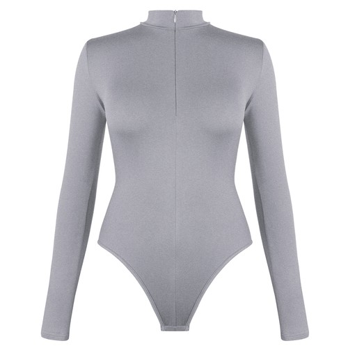 Women's Long Sleeve Zipper Front Zipper Bodysuit Fleece Thermal Bodycon Tops UK - Picture 18 of 21