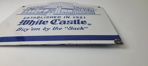 Vintage White Castle Sign - Fast Food Burgers Porcelain Advertising Gas Sign - Picture 10 of 15