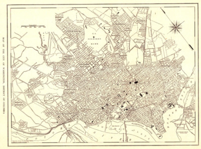 WASHINGTON D.C., DISTRICT OF COLUMBIA Antique Original Detailed City Map 1909