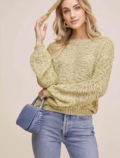 Astr Undisclosed Sweater Neon Lemon Black NWT NEW Small 