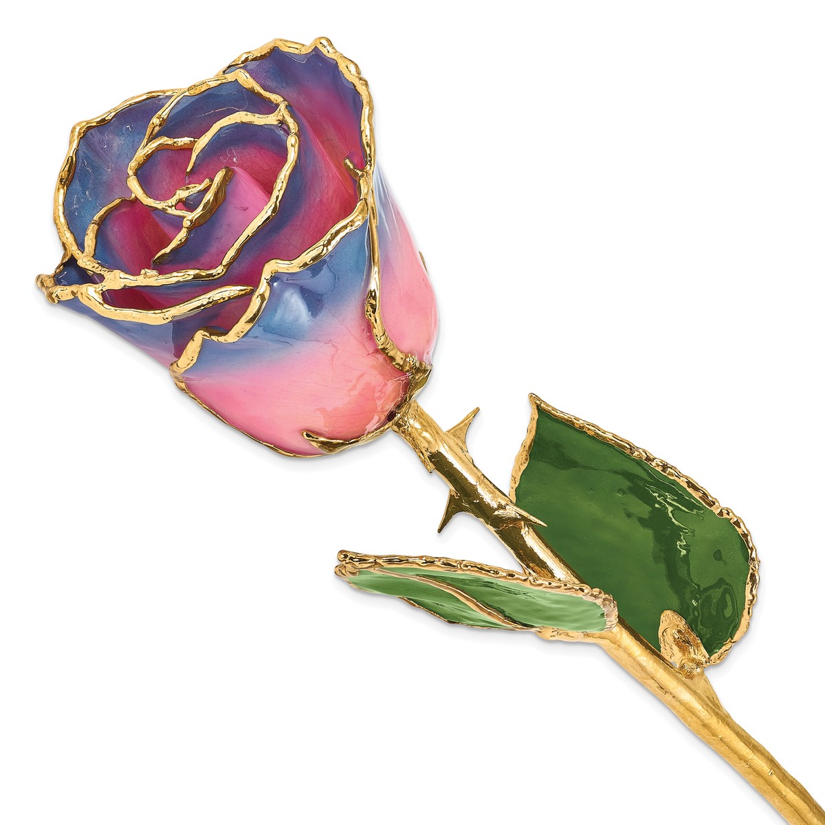 Lacquer Dipped Gold Trimmedmed Pink/Navy Real Rose GM8319 | eBay