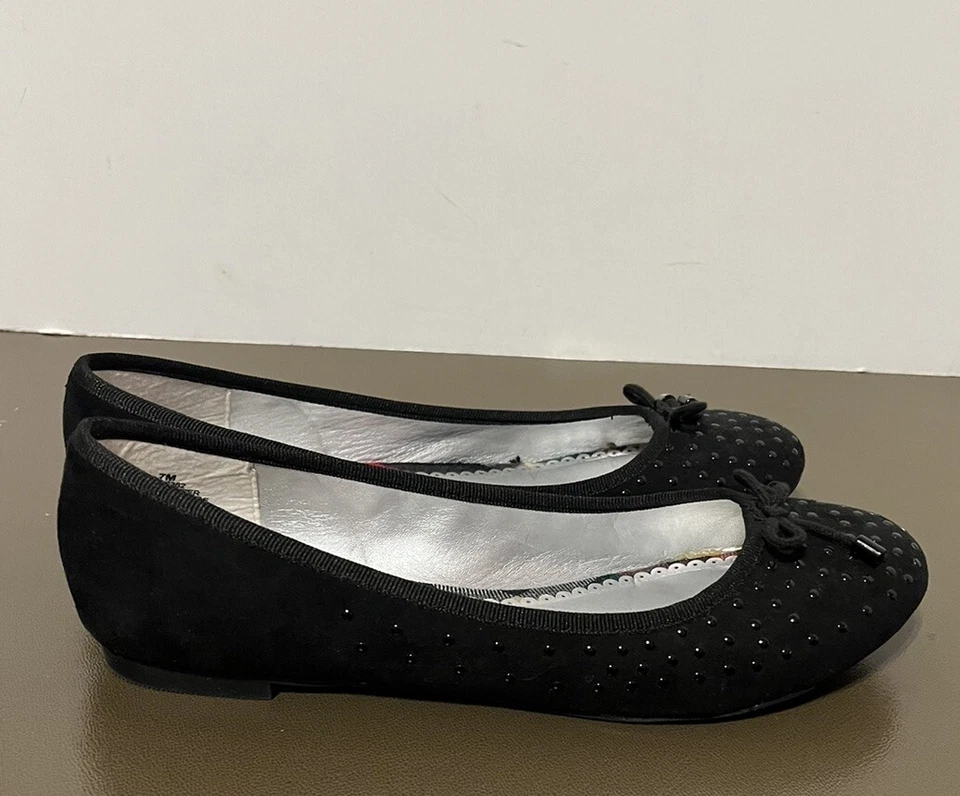 Arizona Jeans Flats Womens 7 Black Beaded Polka Dots Ballet Shoes Textile Loafer - Image 3 of 4