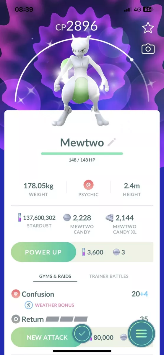 Shiny Shadow Mewtwo Pokemon Trade Go