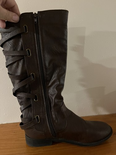 Riding Boots Knee High Leather Womens Bought At Brittany’s Size 9 Brown Zipper - Picture 5 of 11