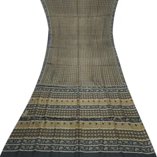 Namaste Vintage Brown Sarees 100% Pure Silk Printed Indian Sari 5YD Craft Fabric